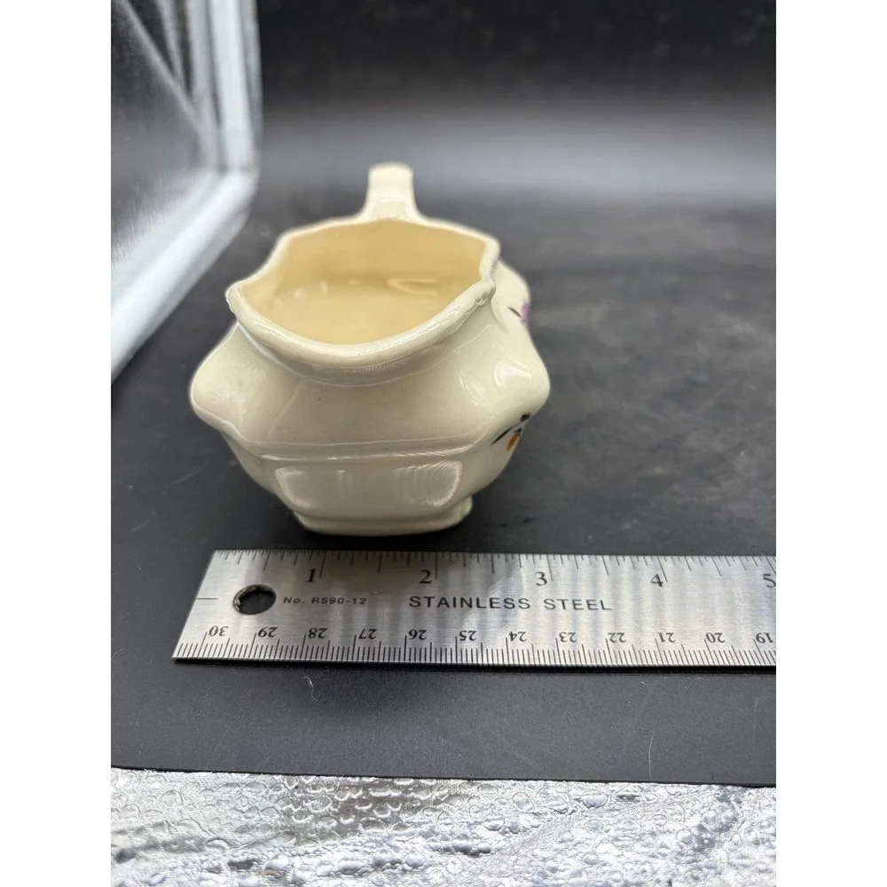 Vintage Steubenville Ivory Floral Sugar Bowl and Creamer Set Multi Color Flower